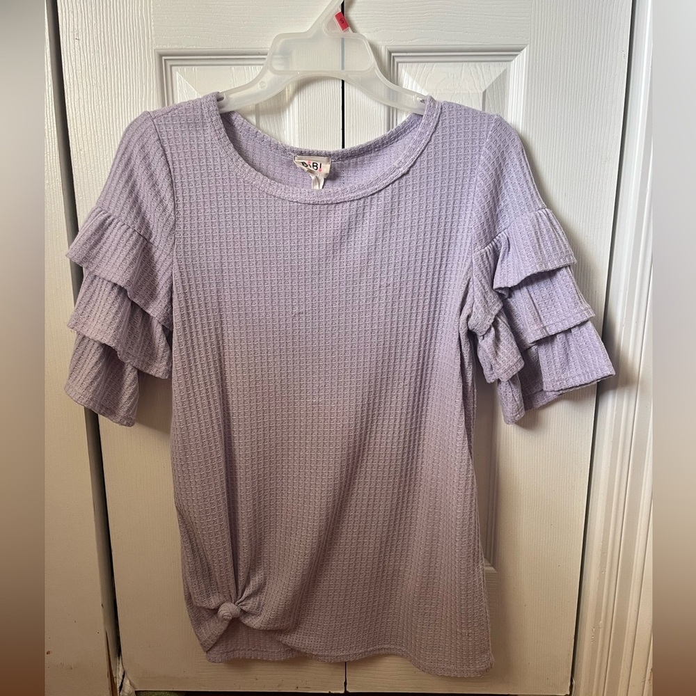 BiBi Lavender Ruffled Sleeve Tee